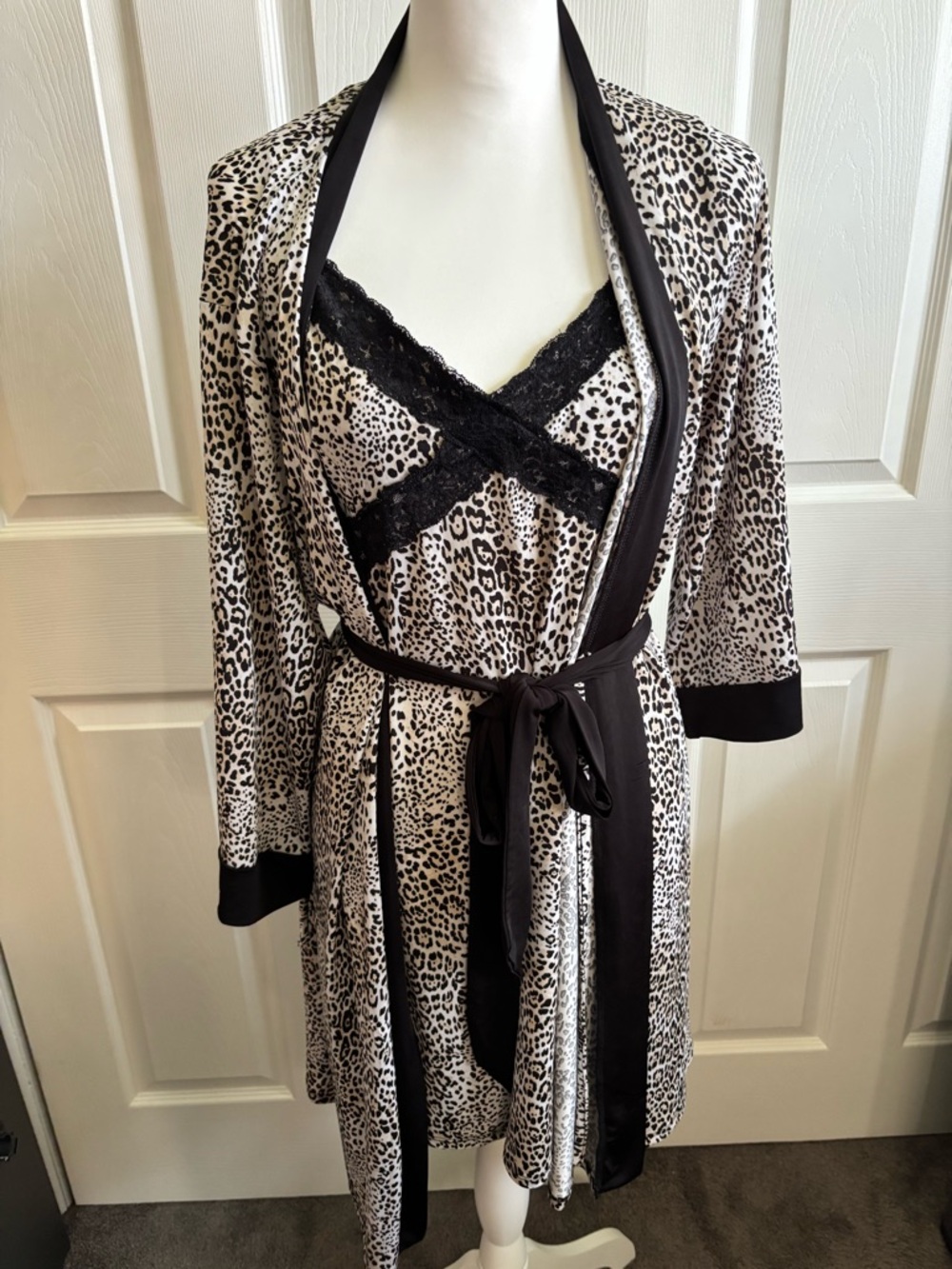 BCBGMaxAzria Cheetah Print Pajama Set Slip Dress and Robe